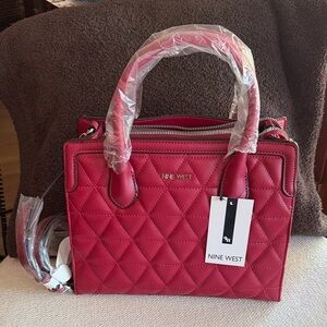 Nine West Quilted Top-Handle Satchel - Bright Pink